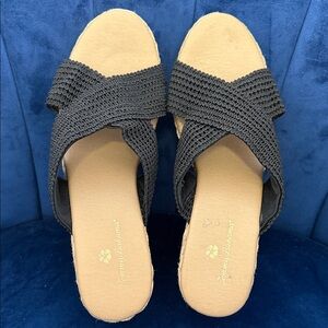 Tommy Bahama Suzette Black Espadrille Women's Wedge Heel Sandals Size 9
